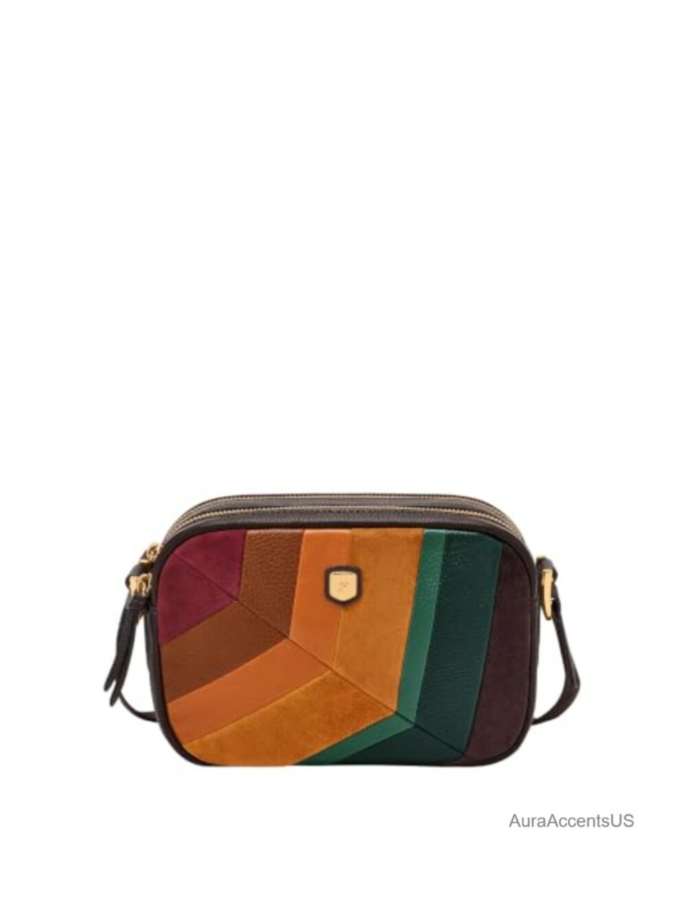 Fossil Danni Genuine Leather Patchwork Crossbody Bag Adjustable Strap